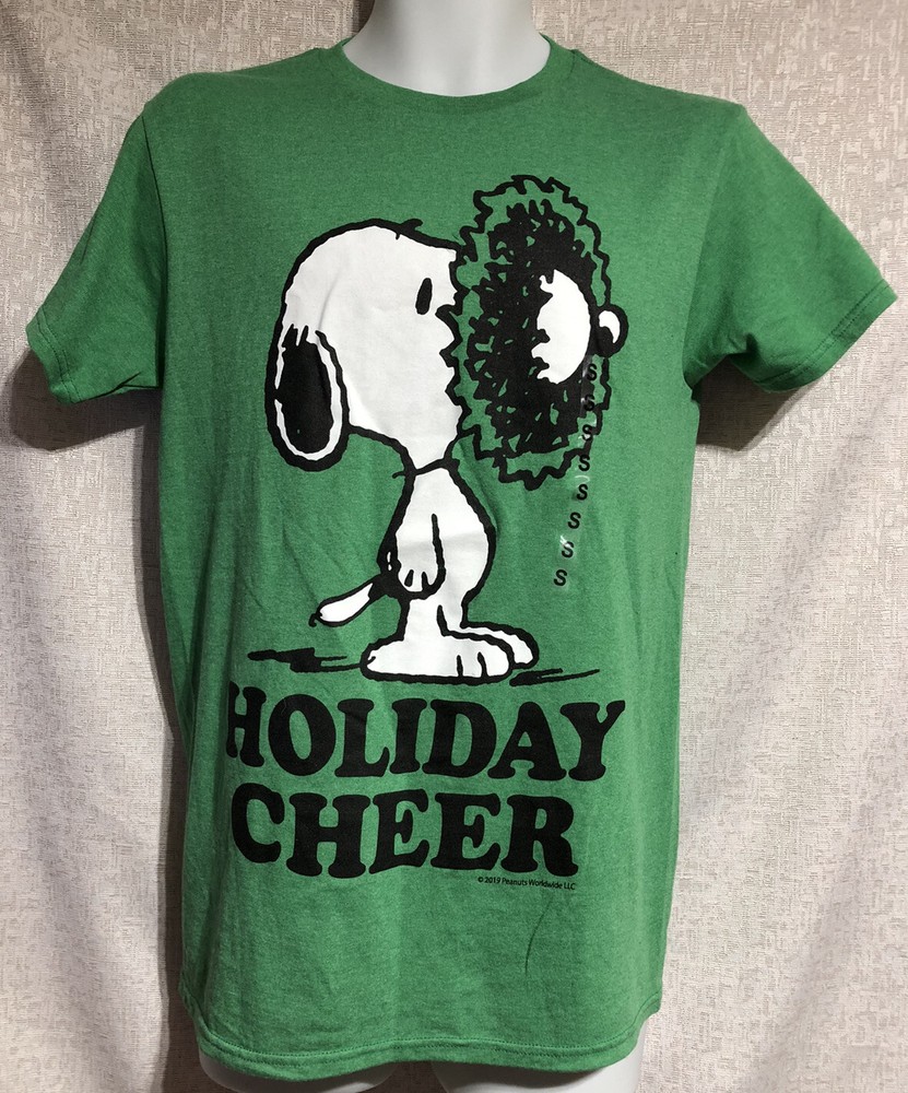 Peanuts Worldwide Snoopy Holiday Cheer Kelly Heather Green T-shirt Size S New