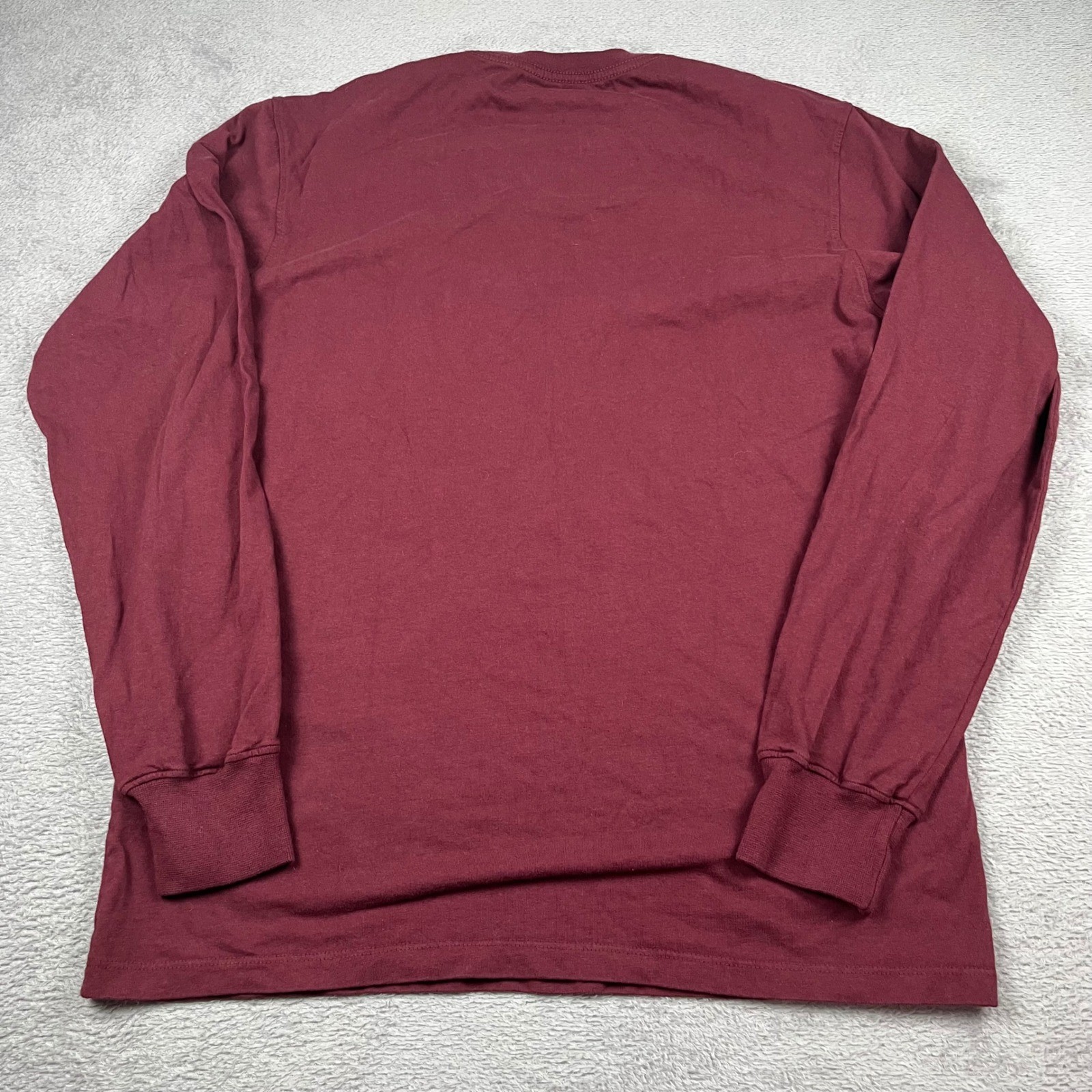 American Giant Mens Long Sleeve Pocket T-Shirt Burgundy Maroon Cotton Size S USA gallery