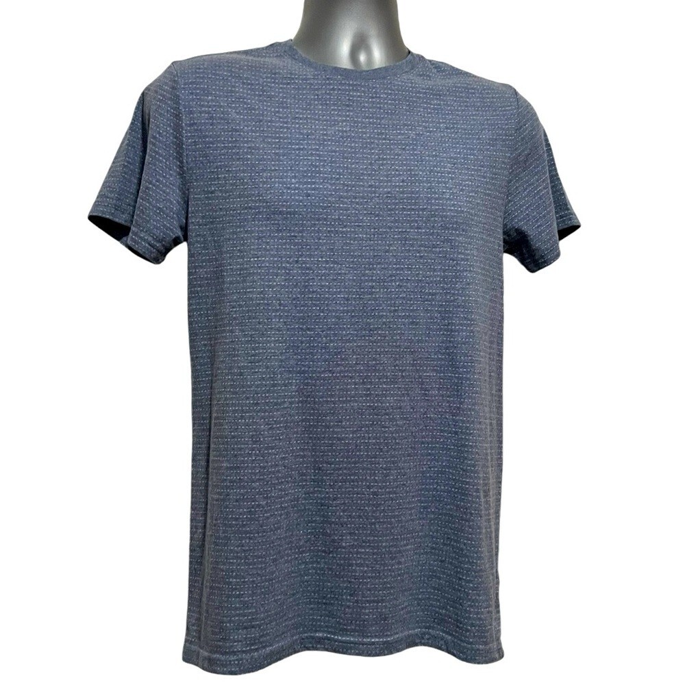 NWT Goodfellow Sz Small Jacquard Short Sleeve Novelty Cyber Blue Mens T-shirt gallery