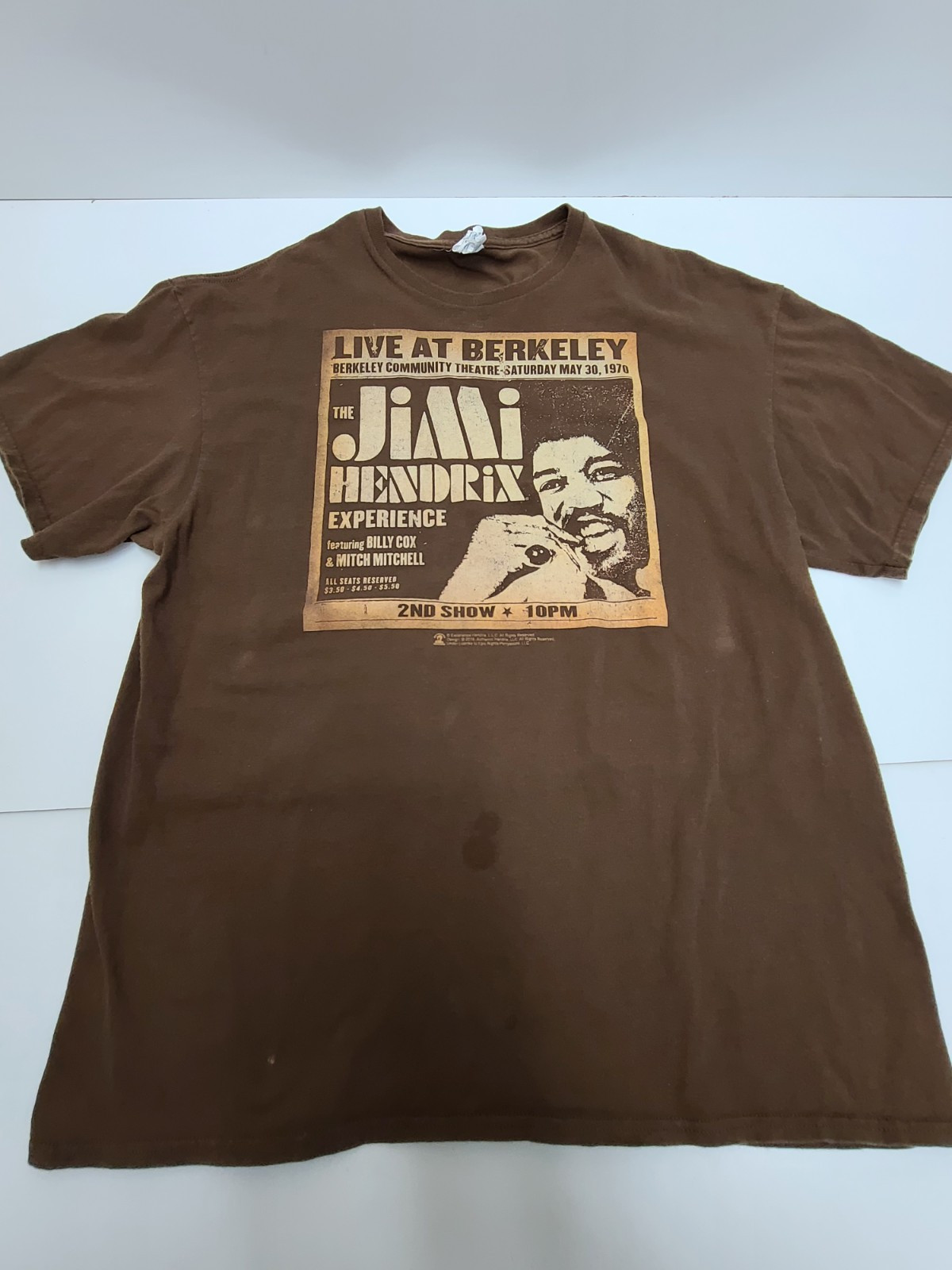 Jimi Hendrix Live At Berkeley 1970 Concert Poster Shirt Mens XL Official Tee