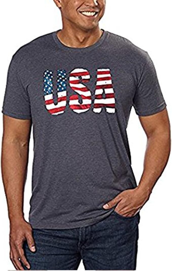 GALT USA Signature Men's Graphic Tee T Shirt Printed Flag, Gray, Size XL gallery