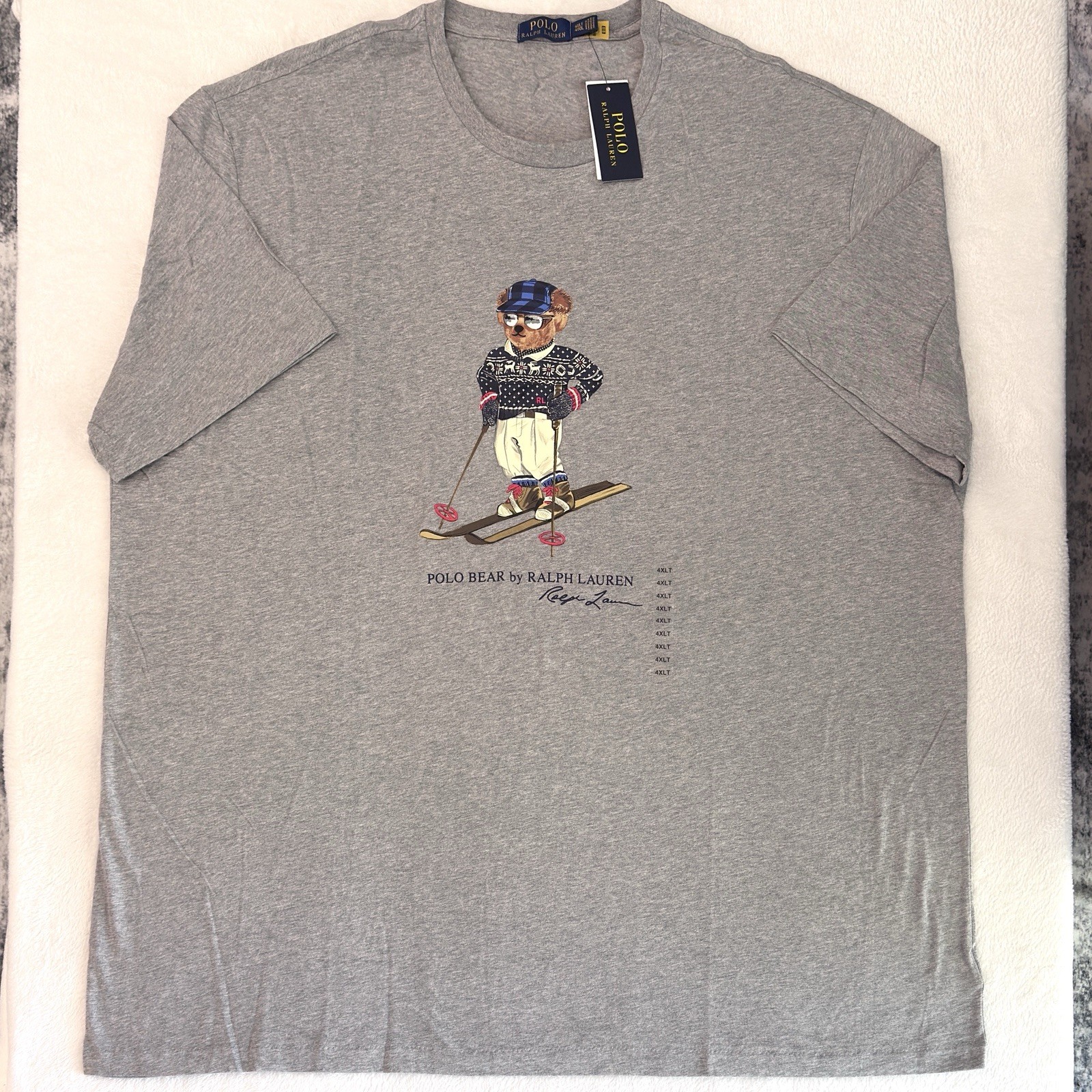 Polo Ralph Lauren Men's Ski Bear Graphic Jersey T-Shirt Gray Tall 4XLT NEW NWT gallery