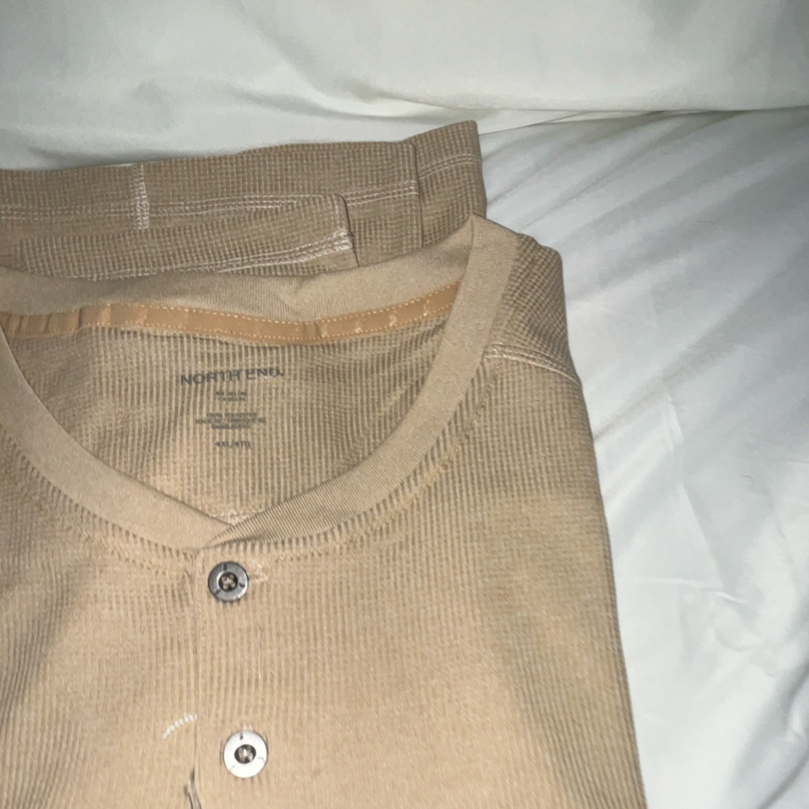 North End Beige Ribbed men’s shirt Button Closure Polyester Spandex gallery