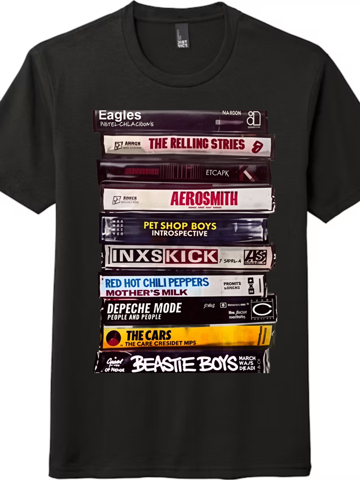 Unisex Classic Rock Cassette Shirt-Band Tape Stack Enthusiast Graphic Daily Tee