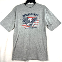 Bass Pro Shops American Flag Eagle Gray T’shirt Land of Free Men’s Small NEW