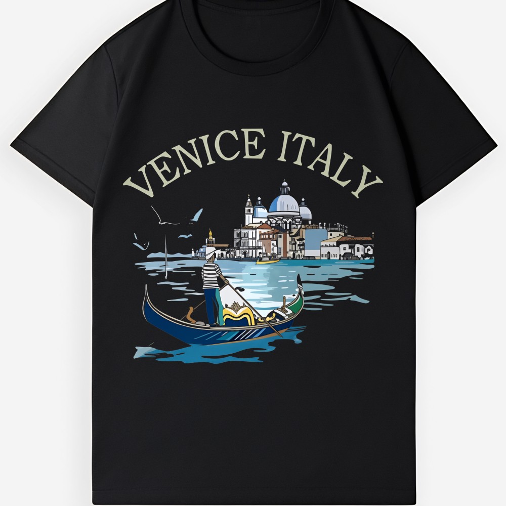 Unisex Vintage Venice Italy T-Shirt-Retro Italian Traveler’s Campus Style Tee