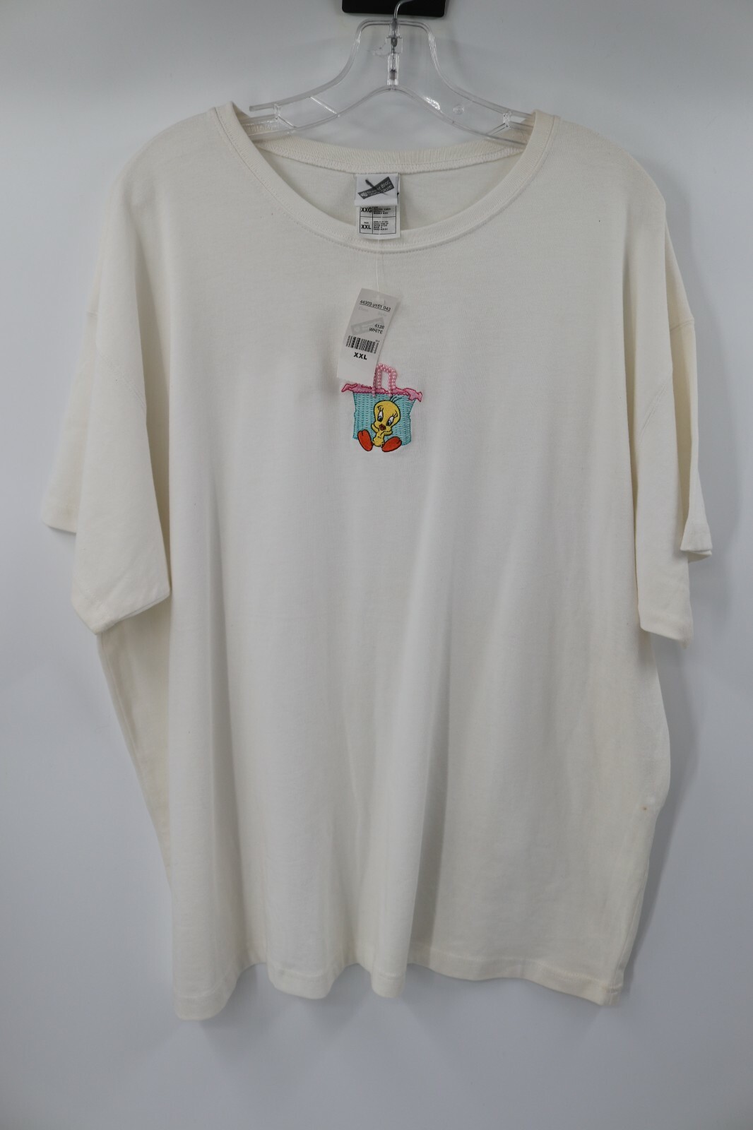NWT Vintage warner bros men's XXL short sleeve looney tunes shirt beaded white gallery