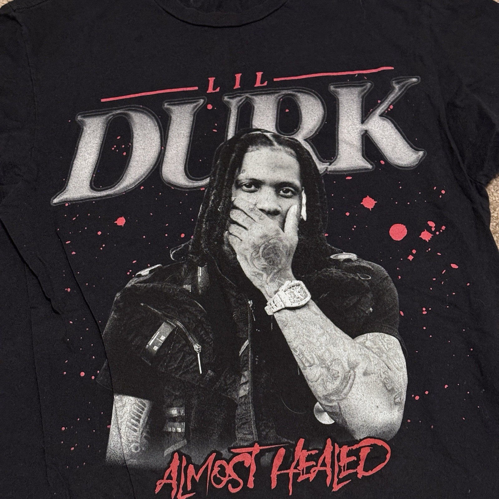 Lil Durk OTF Shirt Mens Medium Black Short Sleeve Rap Hip Hop Graphic Logo gallery
