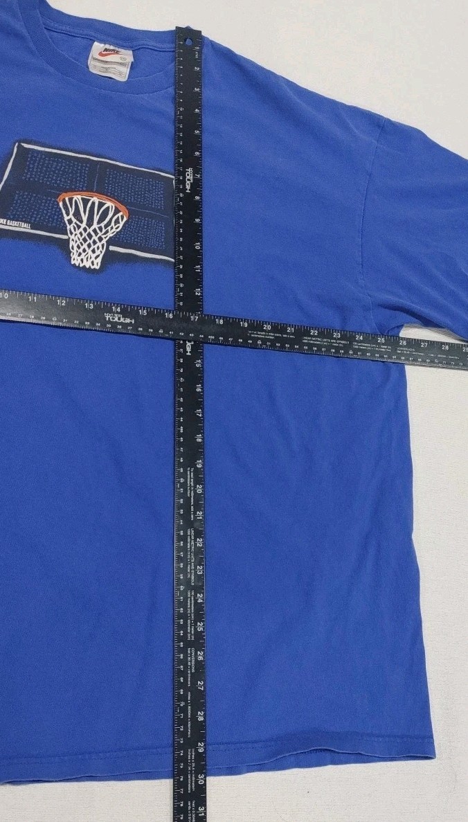 Vintage Nike Basketball Shirt Blue Graphic Sketch Art Made USA 90s Adult XXL 2XL gallery