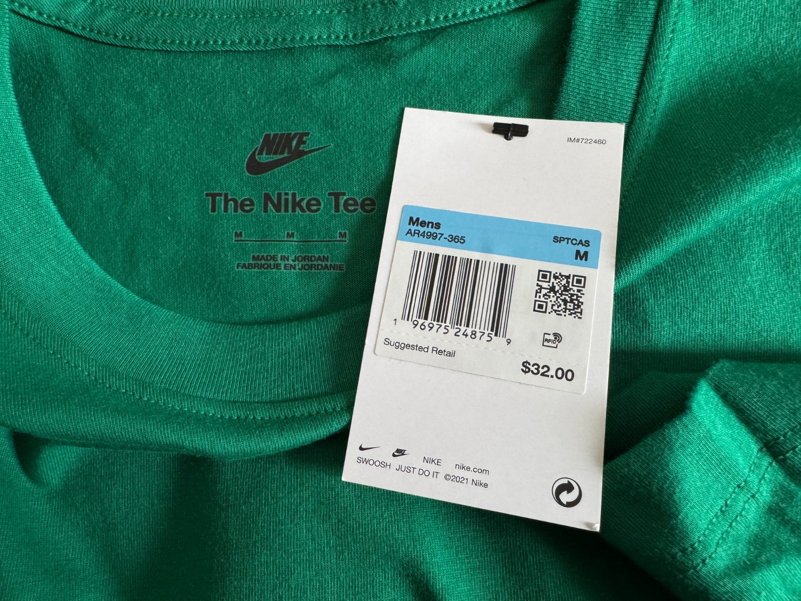 Nike Mens Sportswear Cotton Embroidered T-Shirt Malachite Green Sz M/XL /2XL New gallery