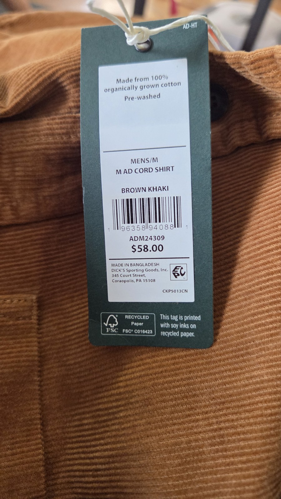ALPINE DESIGN ' CORD SHIRT ' MENS ' PRE-WASHED ' BROWN KHAKI - MEDIUM gallery