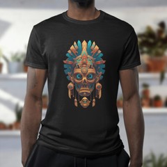 Mayan Skull Mask Shaman Aztec Warrior Ancient Civilization Unisex T-Shirt