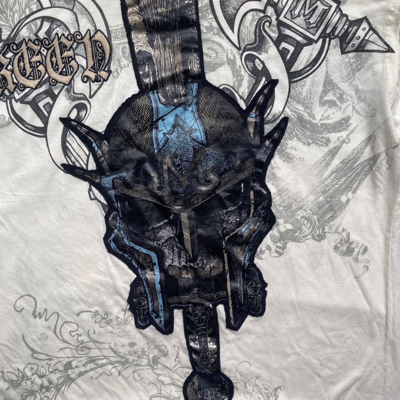 Miskeen Originals Affliction type Shirt White Print Y2K Men's 4XL gallery