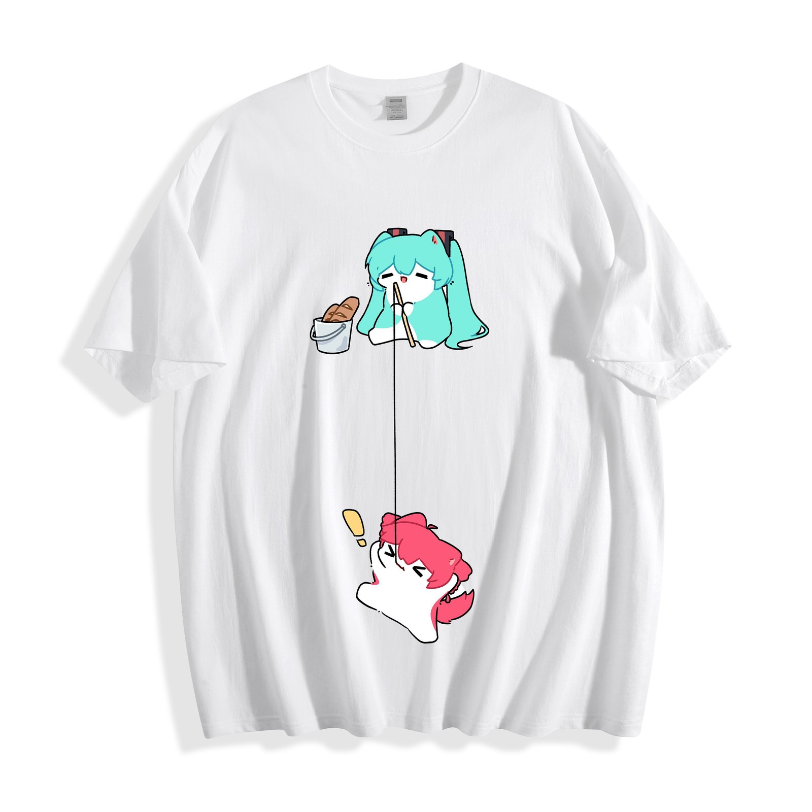 Kawaii Hatsune Miku x Kasane Teto T-Shirt- Cute Vocaloid Meme Graphic Unisex Tee