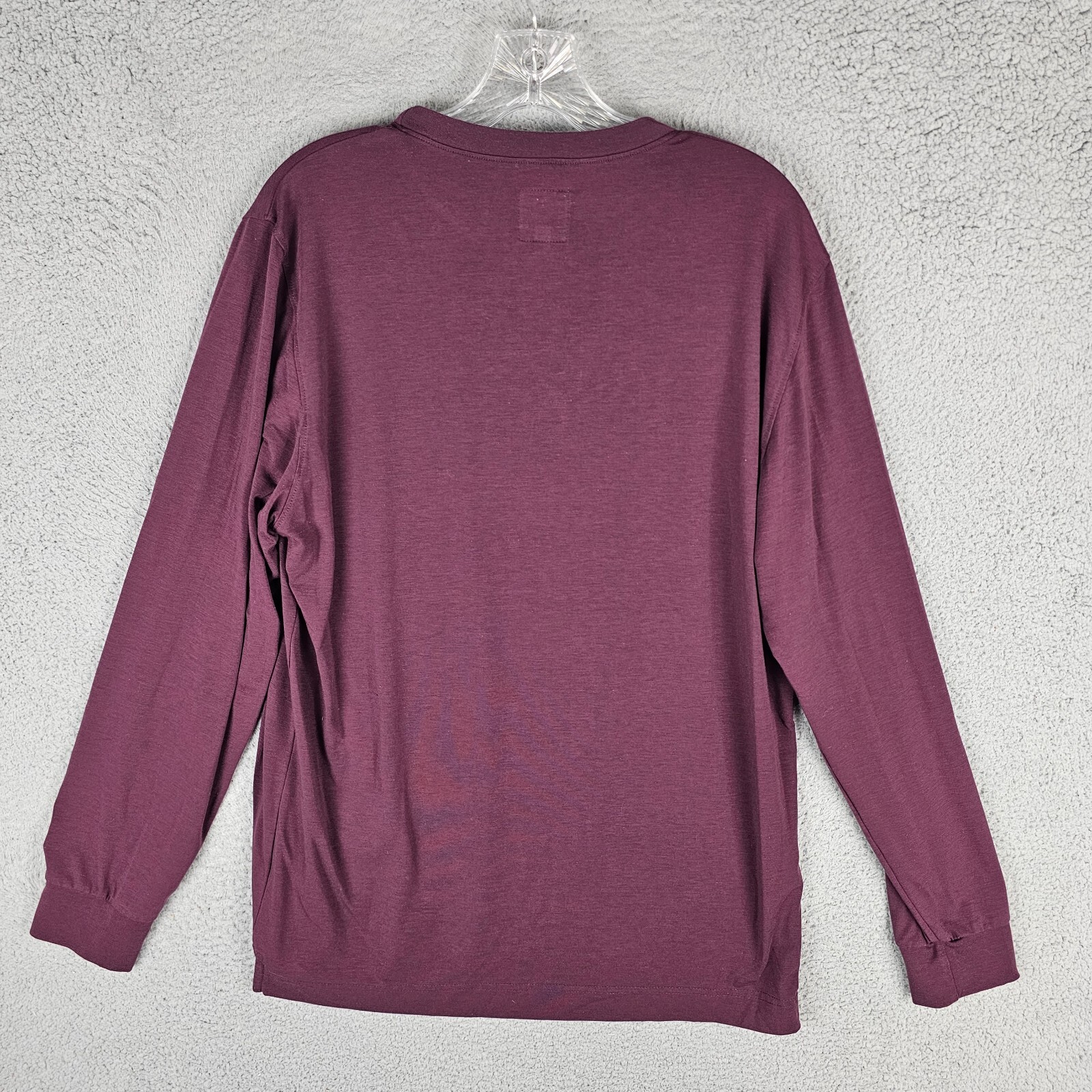 Leisure Lab Everyday T-Shirt Mens 3 Burgundy Stretch High Low Slit Long Sleeve gallery