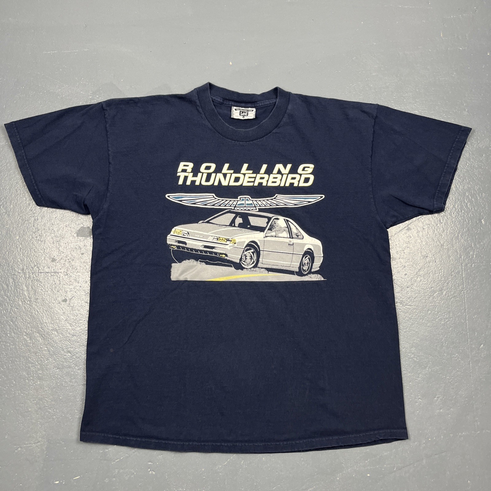 Vintage 90s Rolling Thunderbirds Graphic Tshirt Blue XL USA Made Cars Motor VTG