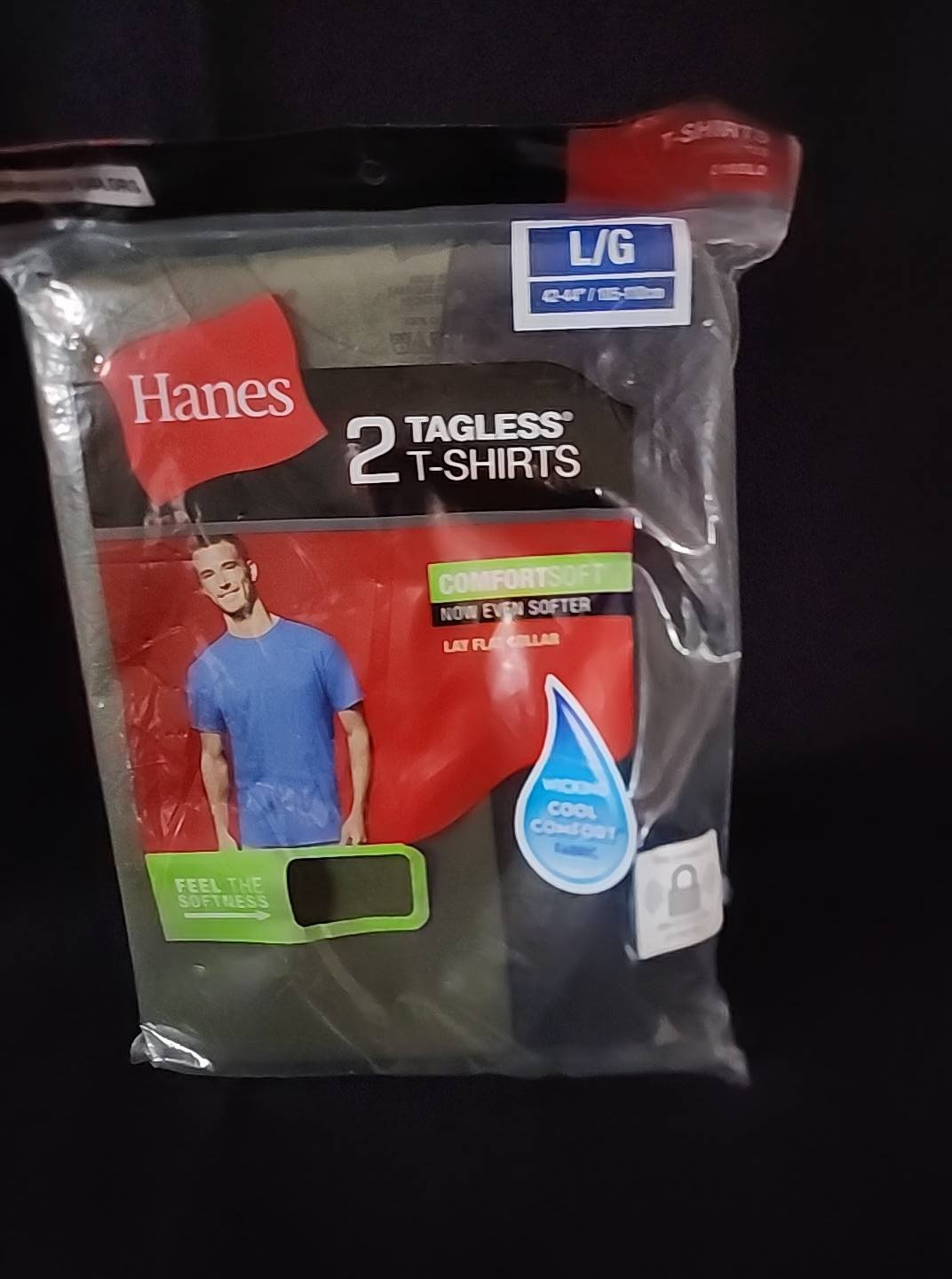 Hanes Mens 2Pk Cool Comfort Wicking Tagless Large - Choose Color Blue Or Green gallery