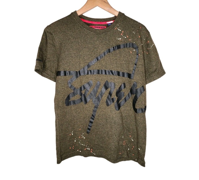 Superdry Cursive Logo Tee in Black Olive Grit Size M gallery
