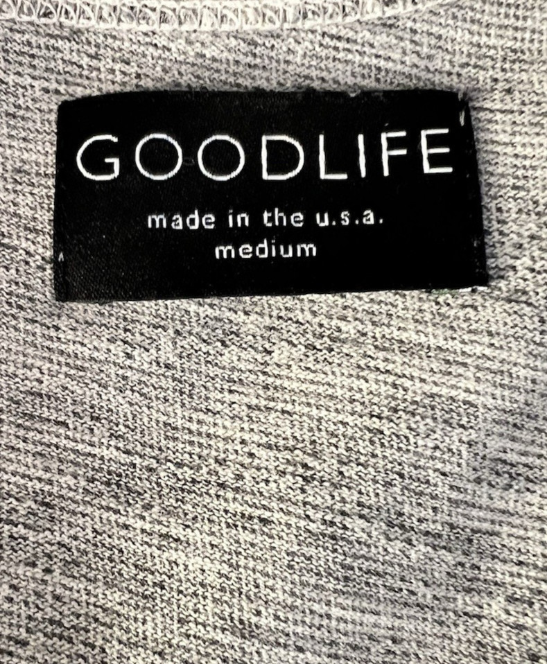 GoodLife Men's Medium Grey Tri-Blend Scoop Neck Curve Hem USA Made Tank Top gallery