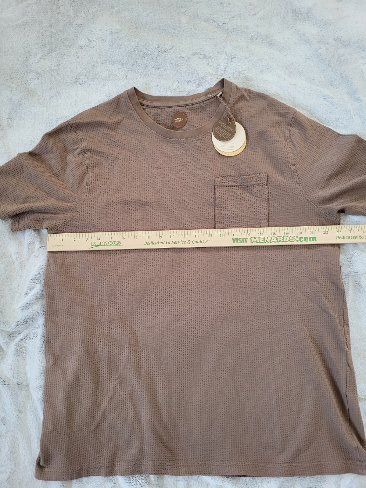 Common People Mens XL Seersucker GD Tee Brown Pocket Tshirt Cotton Minimalist gallery