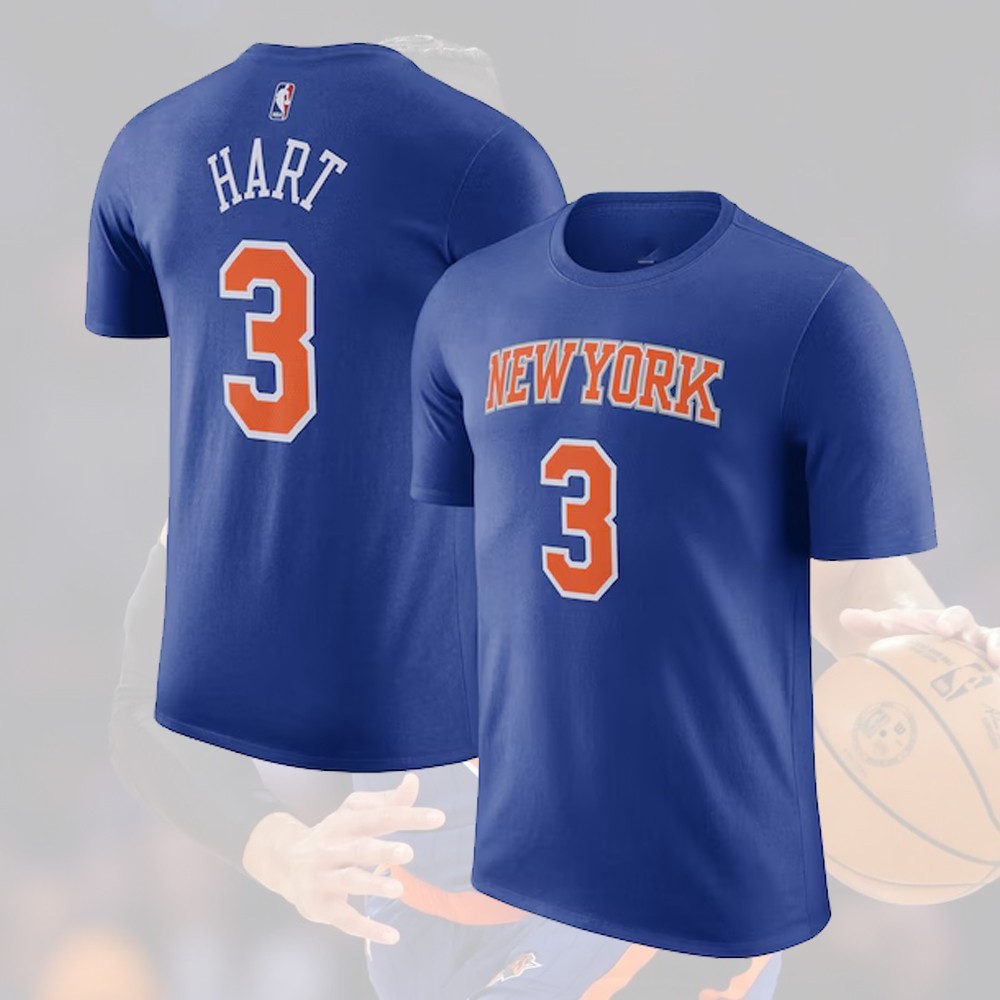 HOT! Josh Hart #3 New York Team 2026 Name and Number Fan Look Full Size gallery