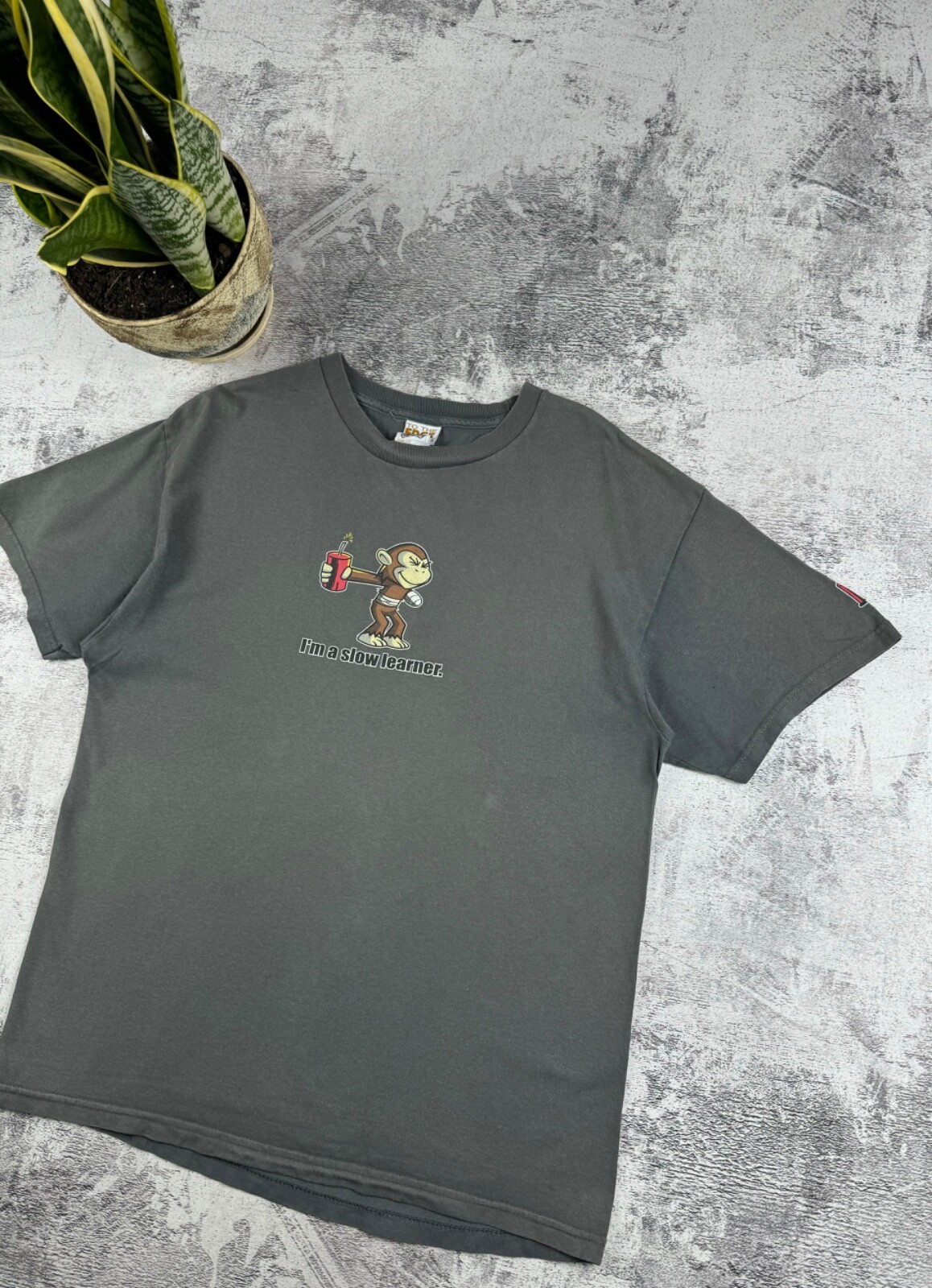 Vintage Humor Monkey I'M Slow Learner Dynamite Joke Y2K Streetwear T Shirt Tee gallery