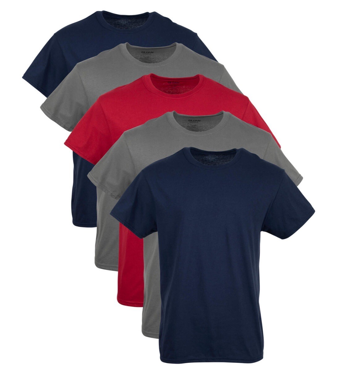 Gildan Men's Crew T-Shirts Multipack Style G1100 NavyCharcoalCardinal Red L gallery