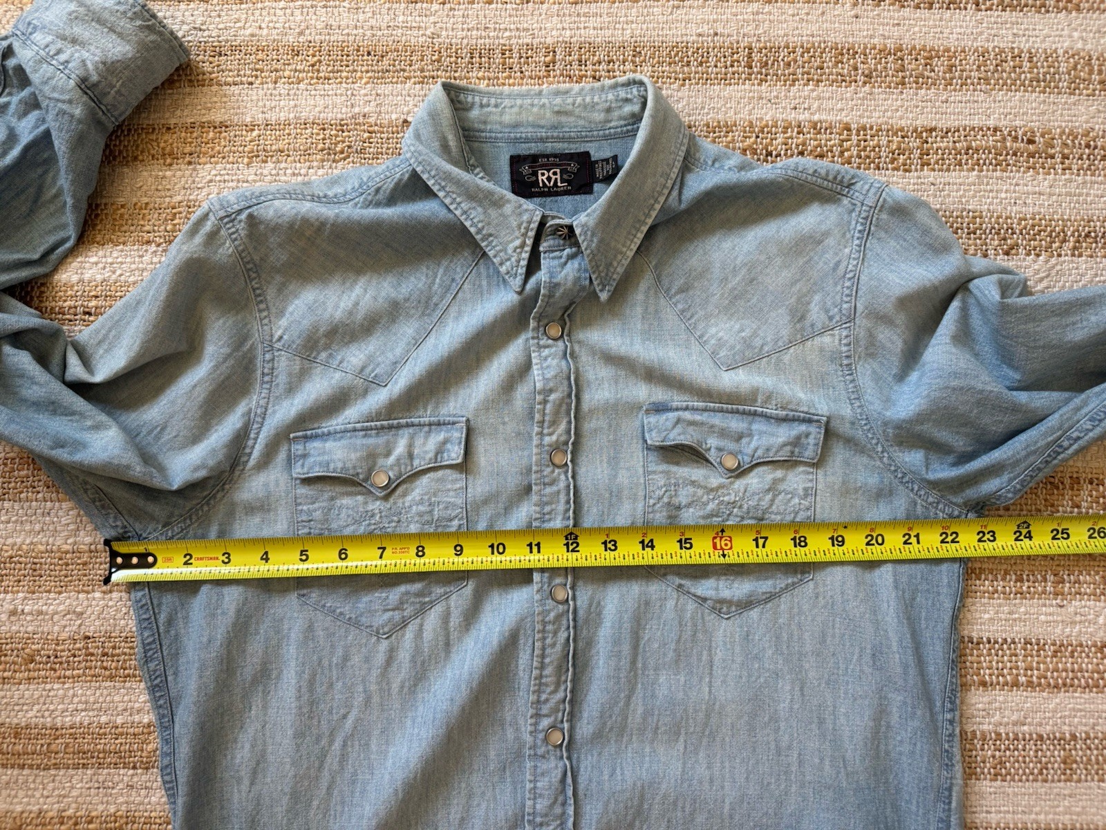 Double RL RRL Polo Ralph Lauren Western Chambray Snap Shirt Large gallery