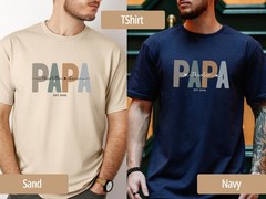 Personalized Papa Shirt Custom Name EST Year Dad T-Shirt Father’s Day Gift S-5XL