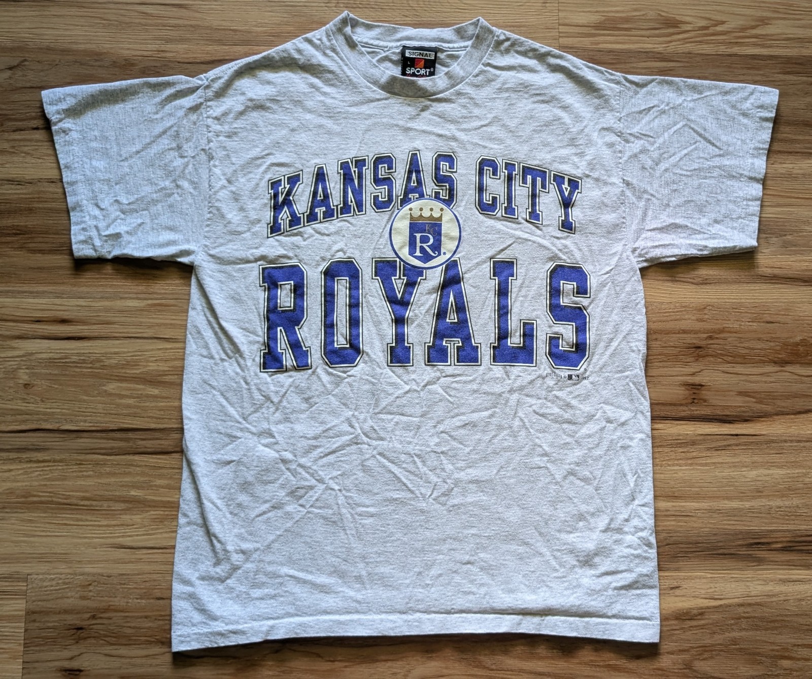 Vtg 90s Kansas City Royals T Shirt Signal Sport Mens L Gray 1997 Baseball MLB gallery