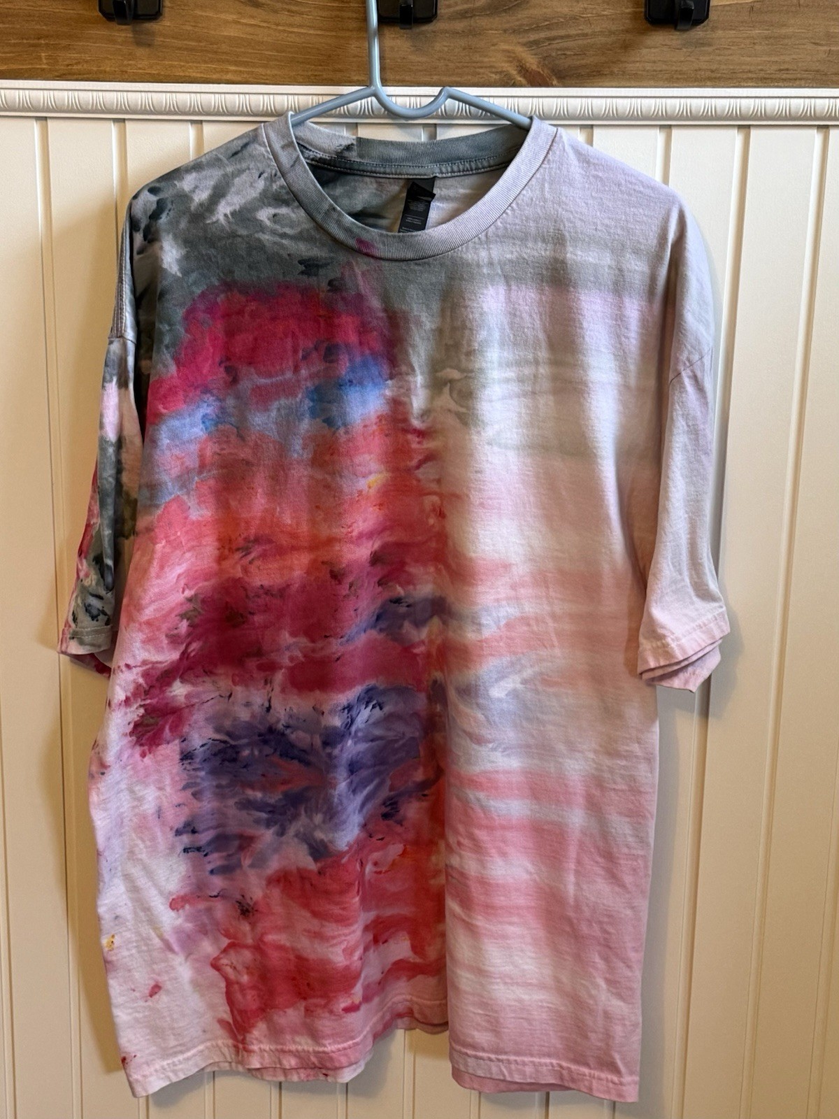 Men’s Custom Gravity Ice Dye Gildan Hammer 2XL Tie Dye Subtle Red White & Blue gallery