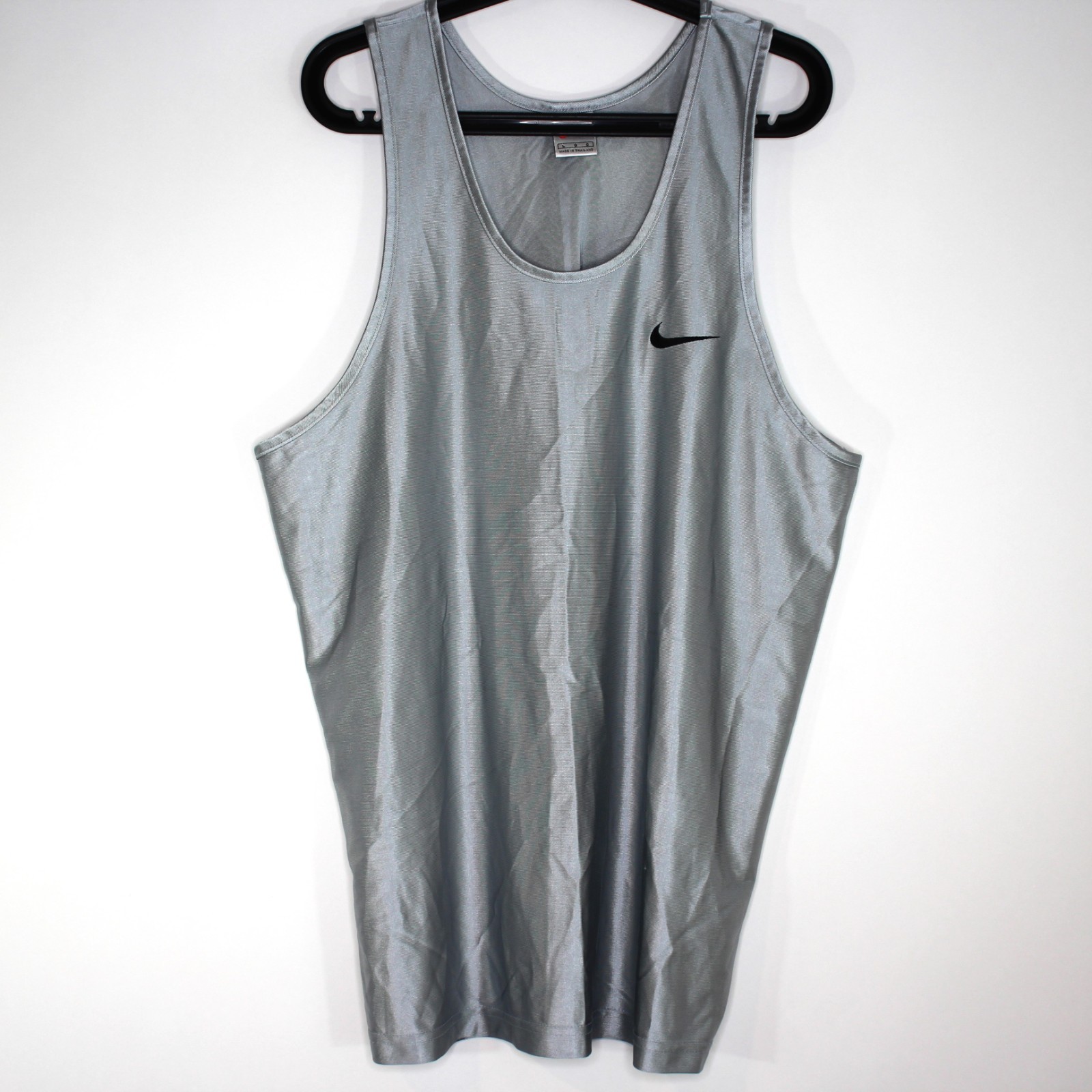 Vintage Nike Mens Large Y2K Shiny Dazzle Embroidered Swoosh Satin Tank Top G1492