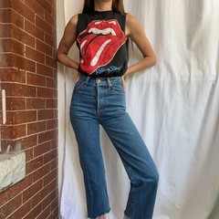 Sojara Rolling Stones 89 Tank Top Small Black Graphic Band Tee Sleeveless Cotton
