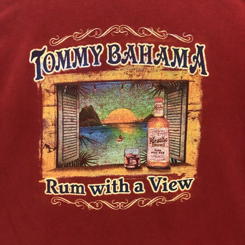 Tommy Bahama Mens Rum with a View Graphic T-Shirt Red Short Sleeve X-Large