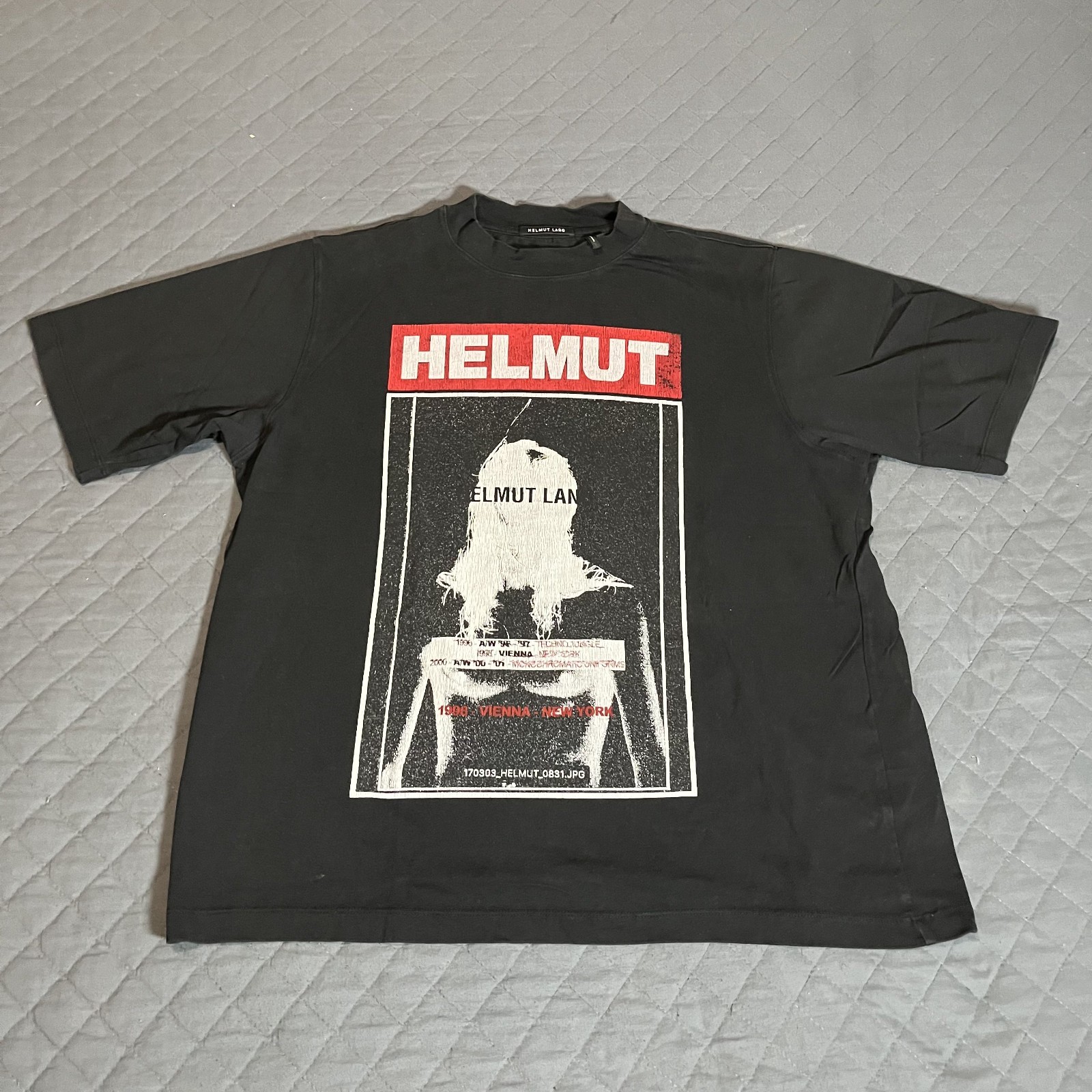 Helmut Lang Hans Tall Tee Black Graphic Print T-Shirt Mens Large gallery
