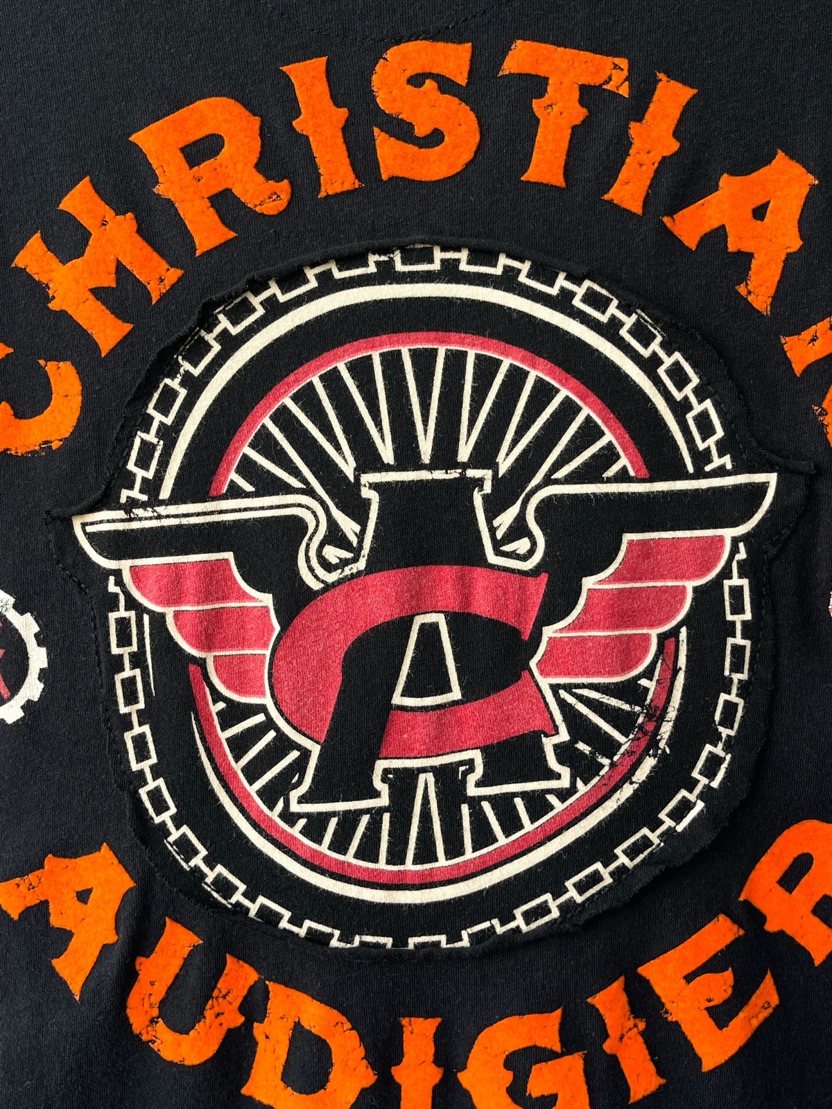 Christian Audigier Men's T-Shirt Black Biker Garage Parts Motorcycle Y2K Size M gallery