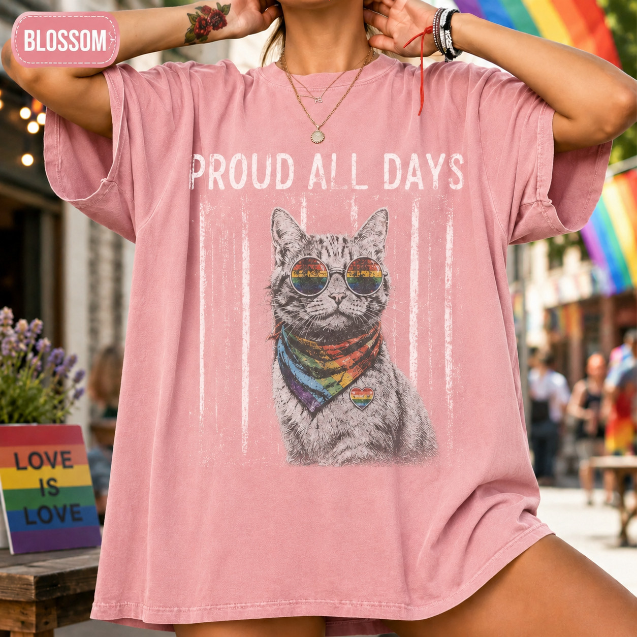 Pride Cats Shirt LGBTQ Rainbow Cat Lover Graphic Tee gallery