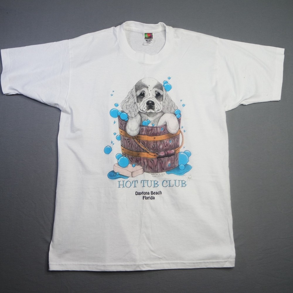 Vintage Single Stitch Daytona Beach Hot Tub Club Daytona Size Large Shirt FOTL