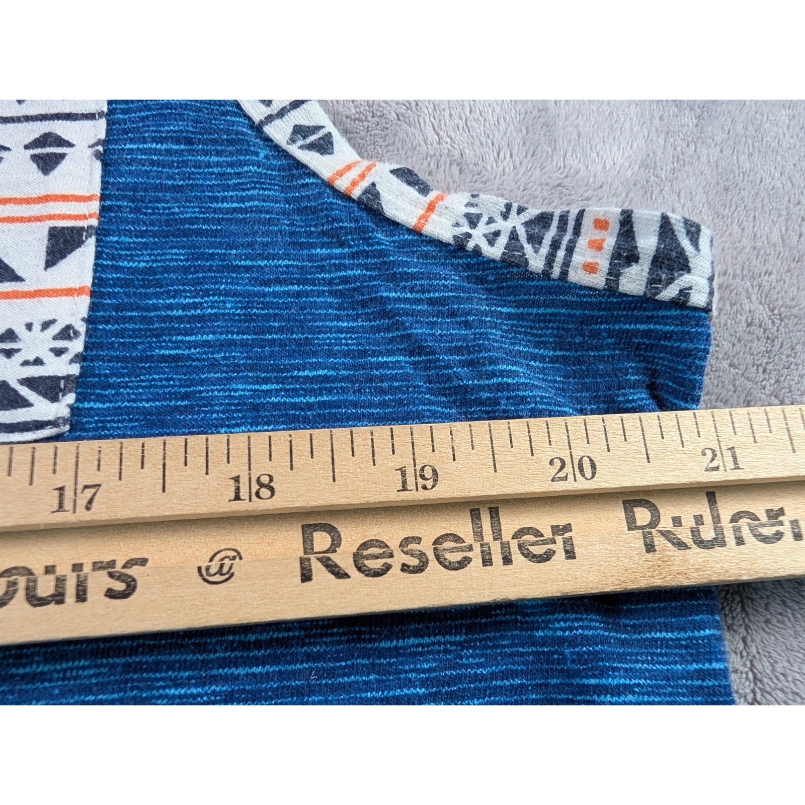 Hollister Mens Large Blue Space Dye Tank Top Geometric Pocket Tribal Trim Cotton gallery