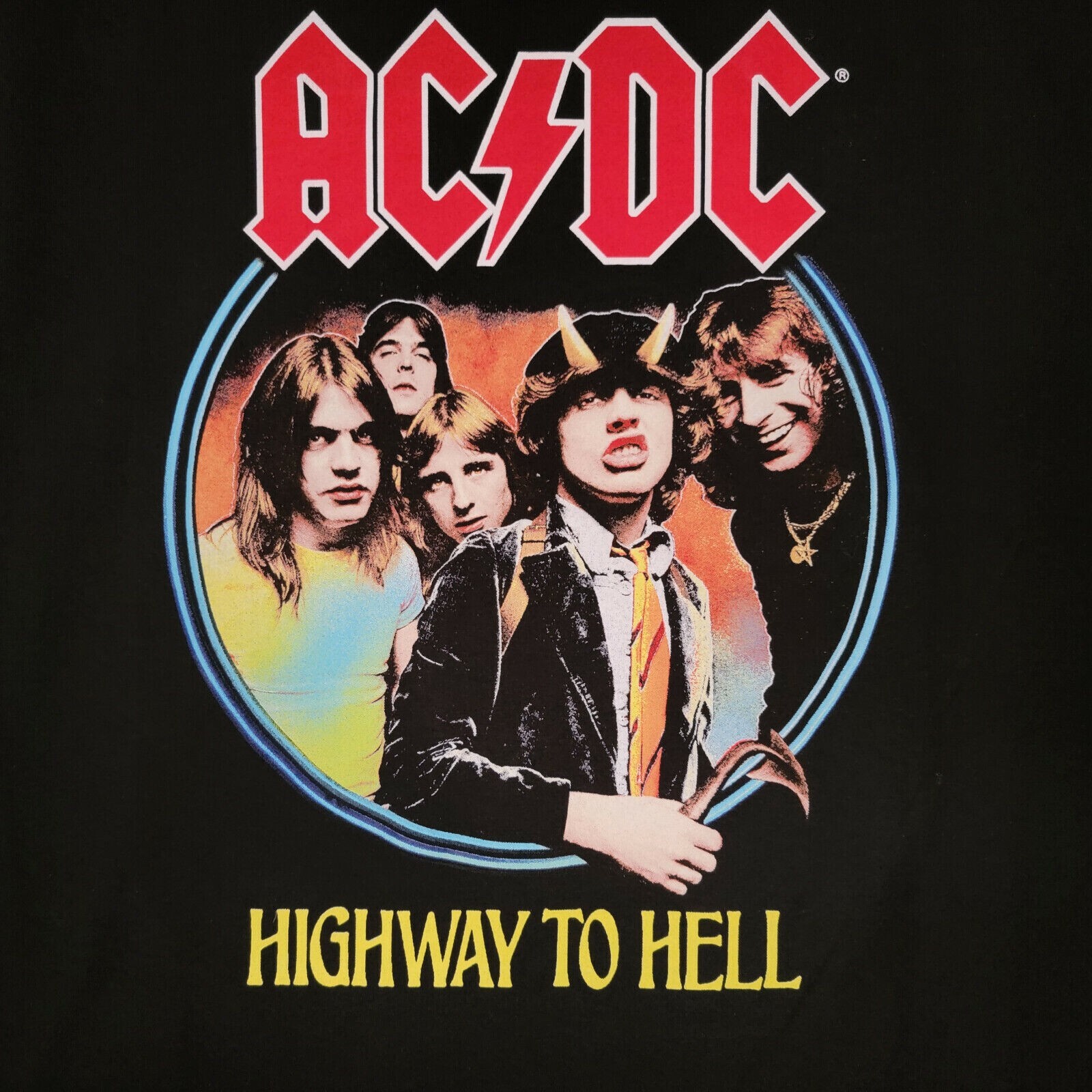 ACDC Shirt Mens LARGE L BLACK NEW HIGHWAY TOO HELL CONCERT TOUR ROCK Music NWT gallery