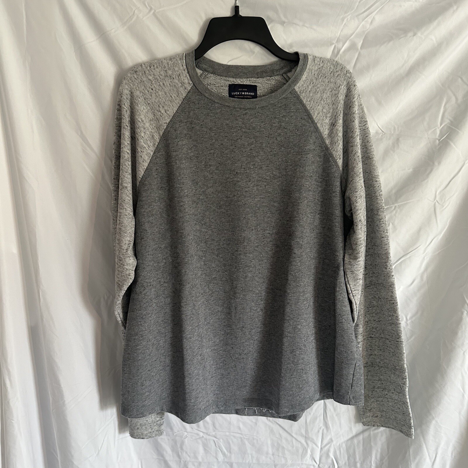 Lucky Brand Duo fold baseball crew neck two tone gray color long sleeve size L gallery
