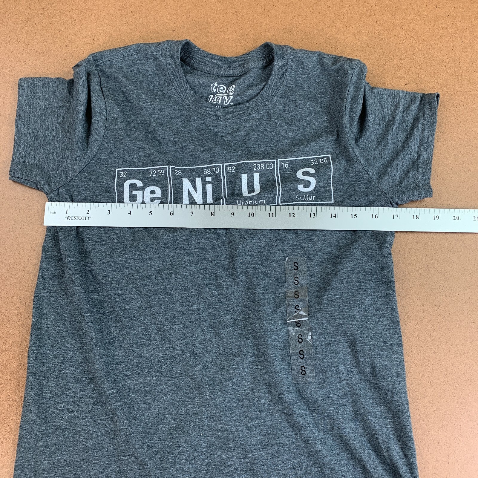 Tee Luv Genius T-Shirt Gray Size Small Periodic Table NWT gallery