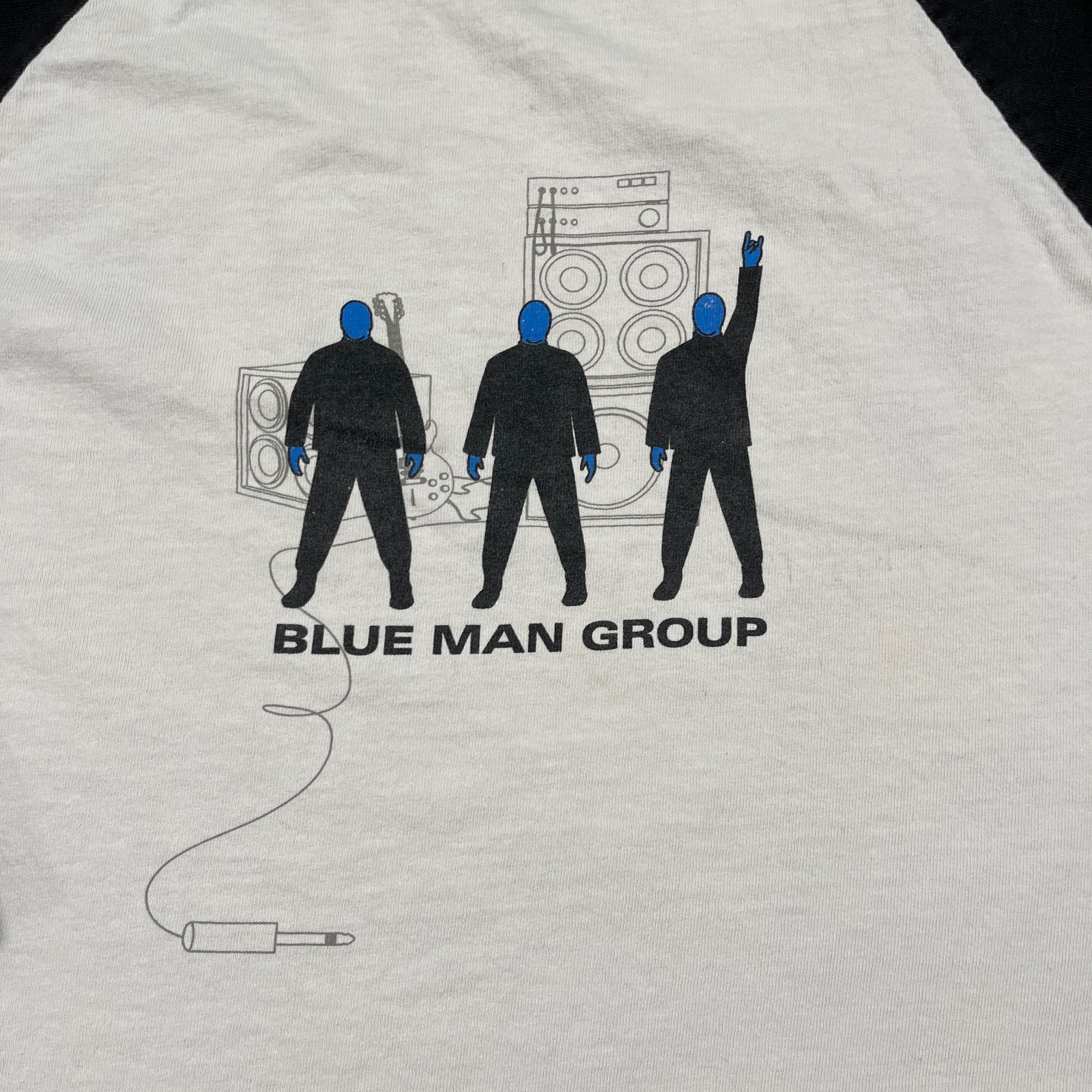 Vintage 90s 00s Blue Man Group 3/4 Raglan Shirt Large 21x25 White Black gallery