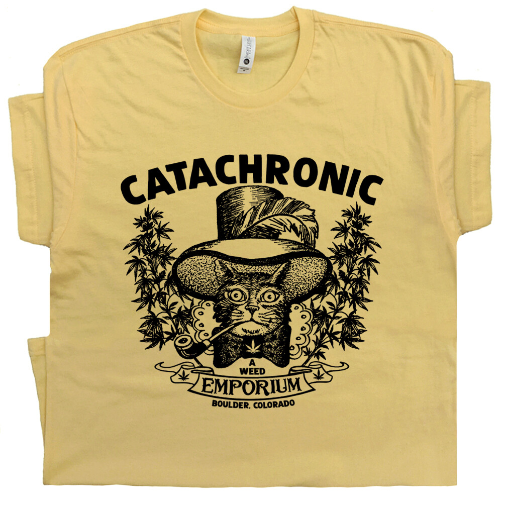 Cool Marijuana T Shirt Colorado Funny Stoner Cat Smoking Weed Cafe Tee Pot 420 gallery