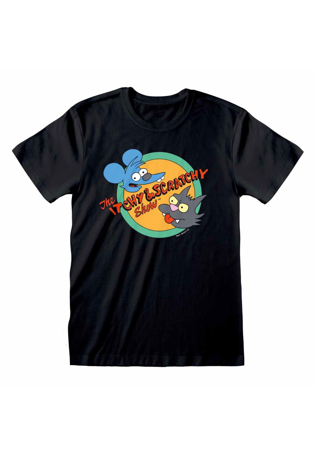 The Simpsons Itchy and Scratchy Show Logo Black T-Shirt New
