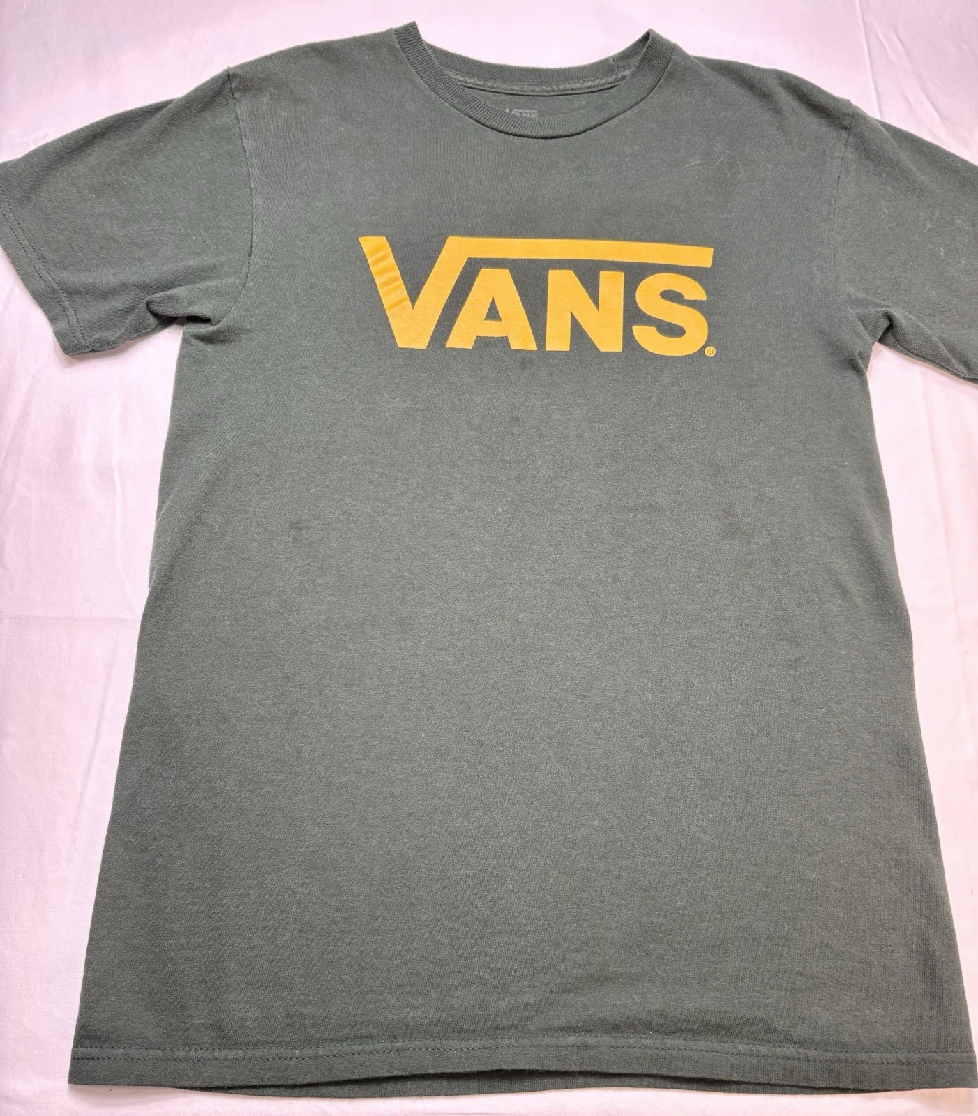 VANS Green Graphic Logo Print Men’s T-Shirt Crew Neck Short Sleeve Size S