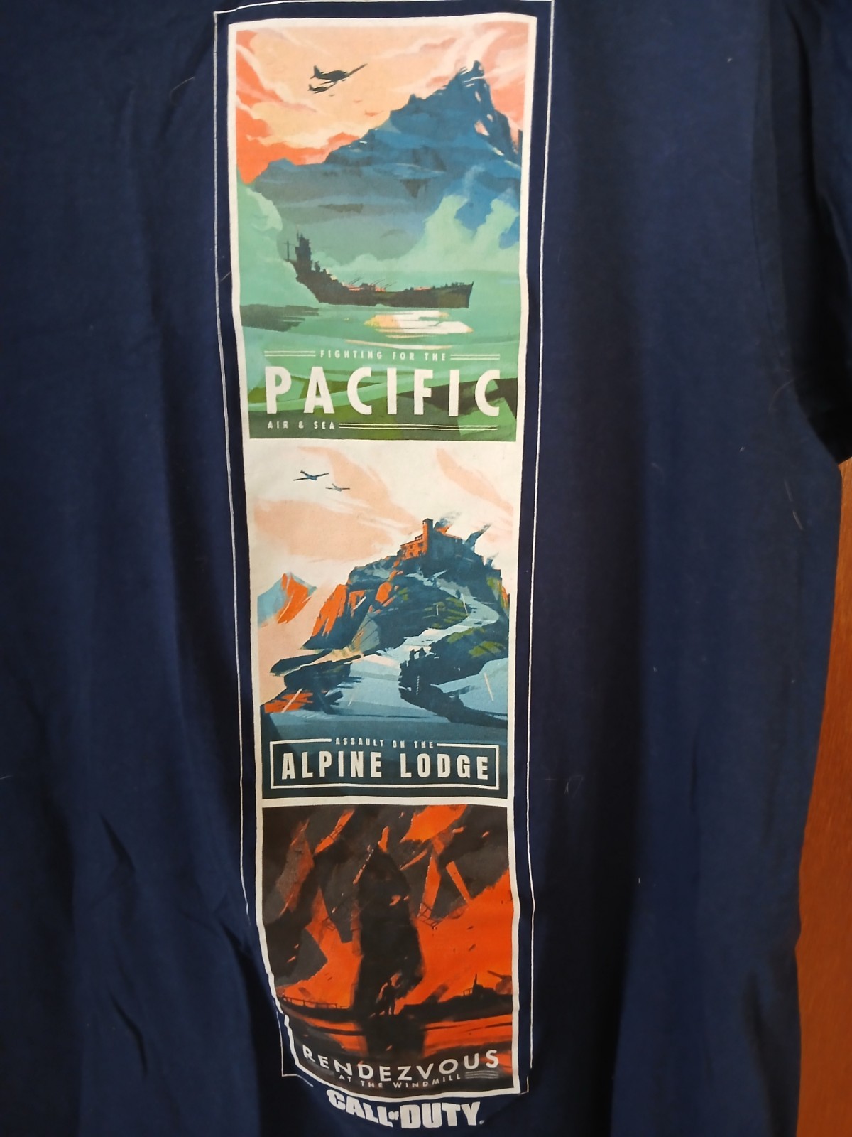 Call Of Duty Vanguard Blue T-Shirt Men's 2XL XXL Maps Pacific Alpine Lodge gallery