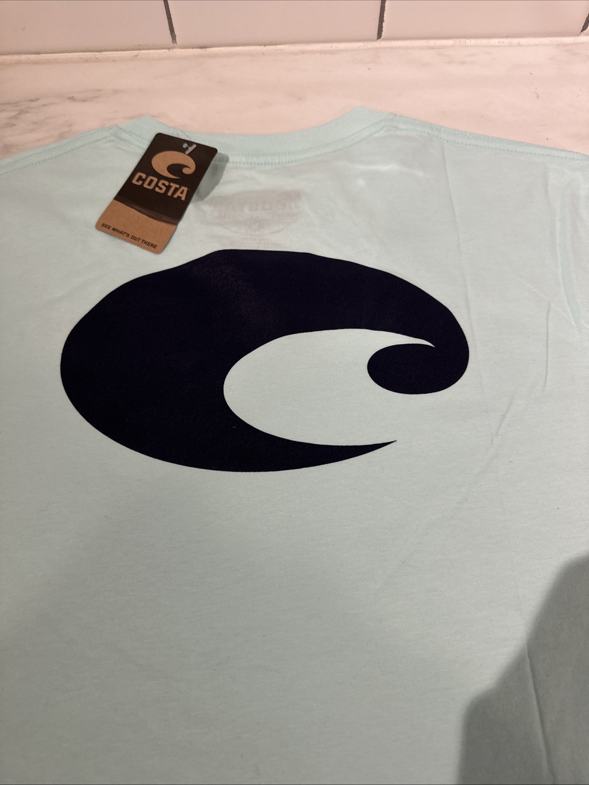 NWT Costa Mens XL Blue Graphic T Shirt Logo Fishing 100% Cotton gallery
