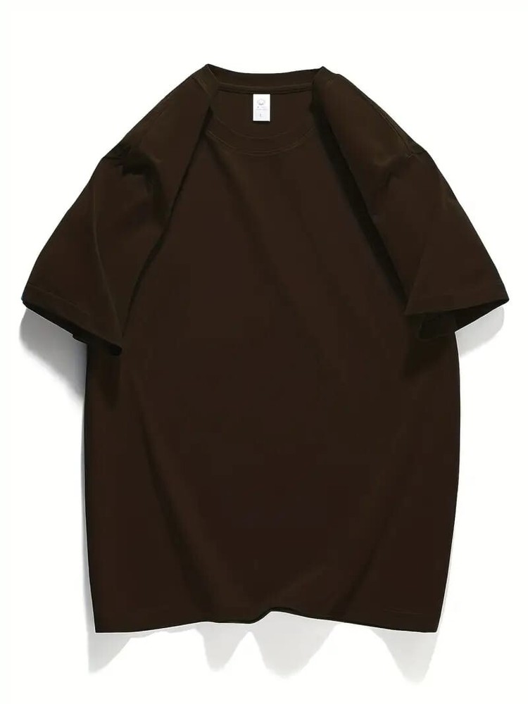 Men’s Classic Solid Plain Cotton Round Hem Scallop Essentials Tshirt S-2XL