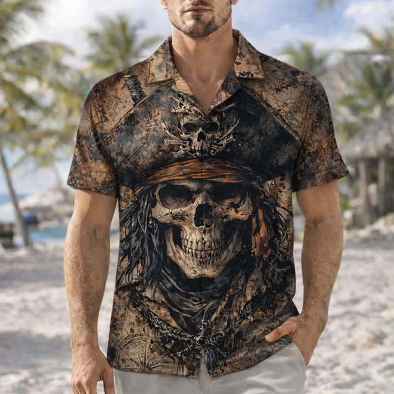 Retro Pirate Design - 3D Print Hawaiian Shirt - Adults & Youth gallery